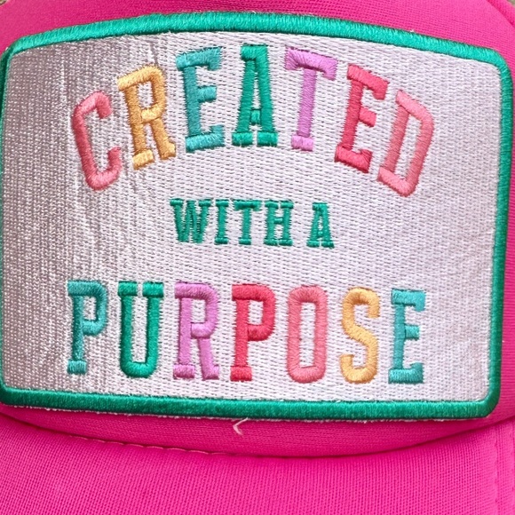 Created with Purpose Pink Teal Patch Trucker Hat Cap - Picture 5 of 7
